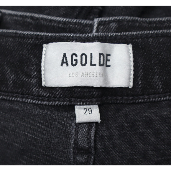 Agolde Women's Riley High Rise Straight Crop Jeans Panoramic Black Sz 29 - Picture 4 of 8